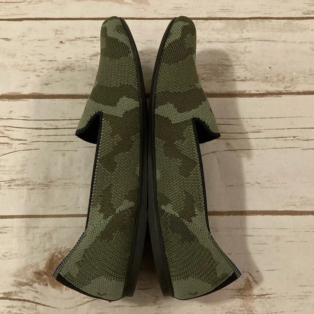 Rothy’s Olive and Shake Green Camo Loafers Size 7.5